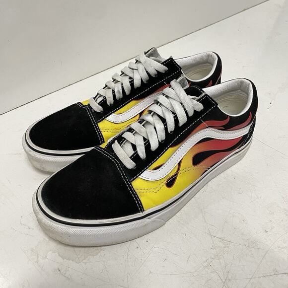Vans Old Skool Flame Sneakers Mens 7.5 Women’s 9 Black Skateboarding Shoes